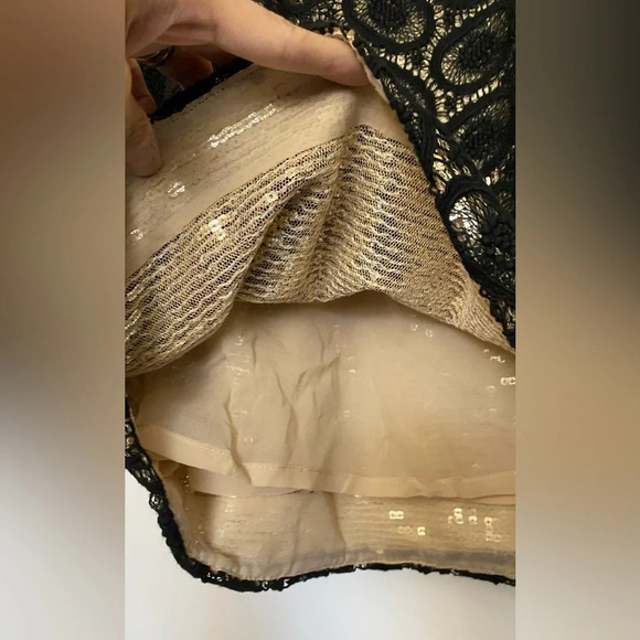 NWT 3.1 Phillip Lim Black Lace Overlay Gold Sequin Lining Skirt w/ Pockets Sz 6 - Picture 6 of 9